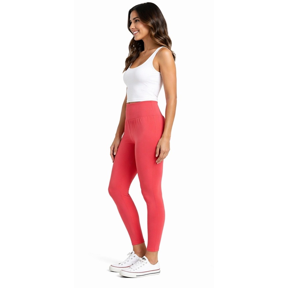 DOCELE Coral High-Waist Leggings One Size‎ Stretch Athleisure Activewear